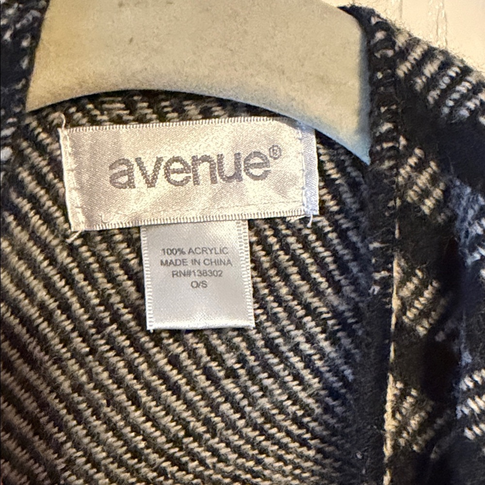 Avenue Black and White Plaid Poncho - Picture 2 of 3